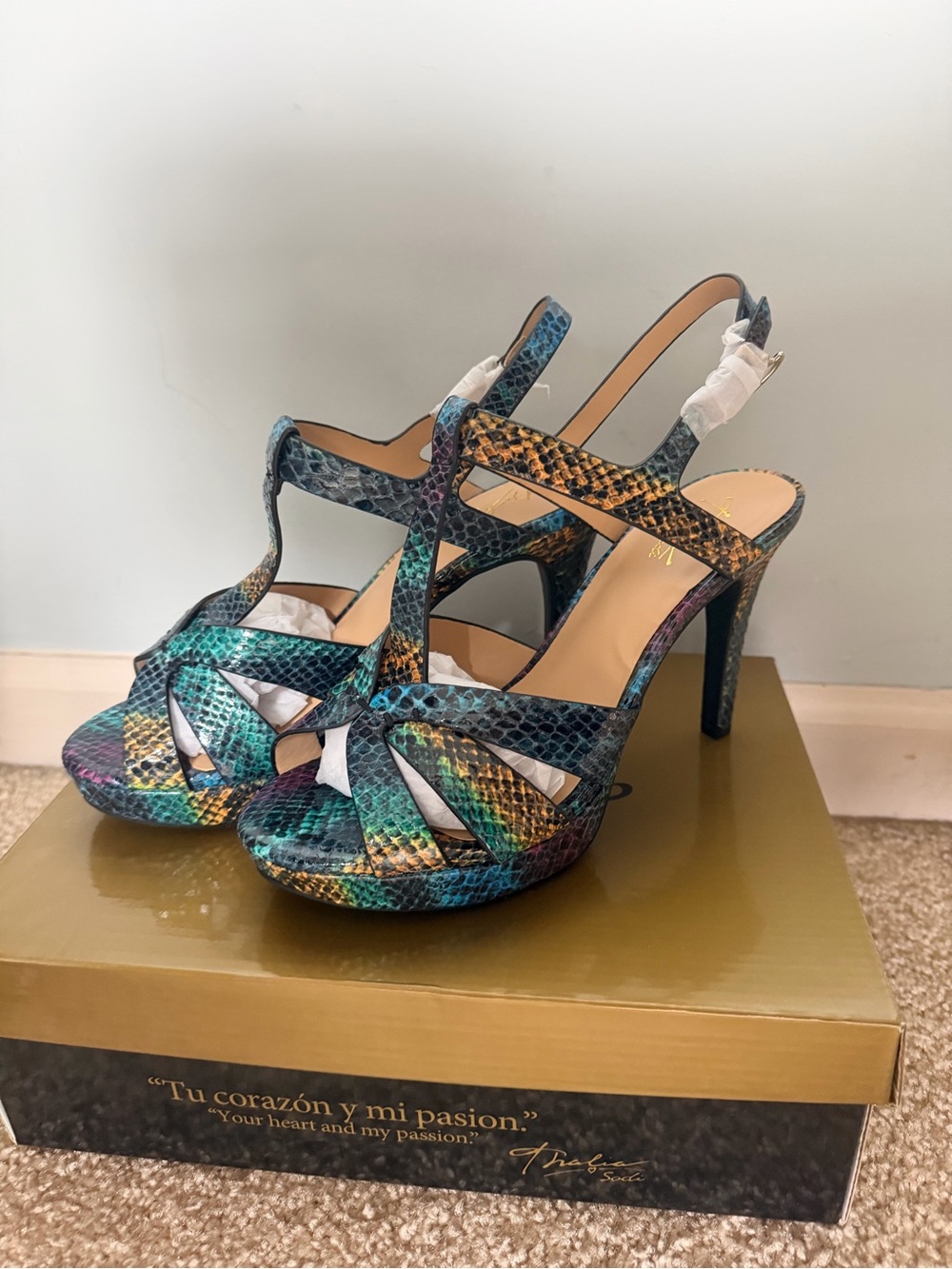 Multicolor Snake-Embossed High Heel - Picture 3 of 5